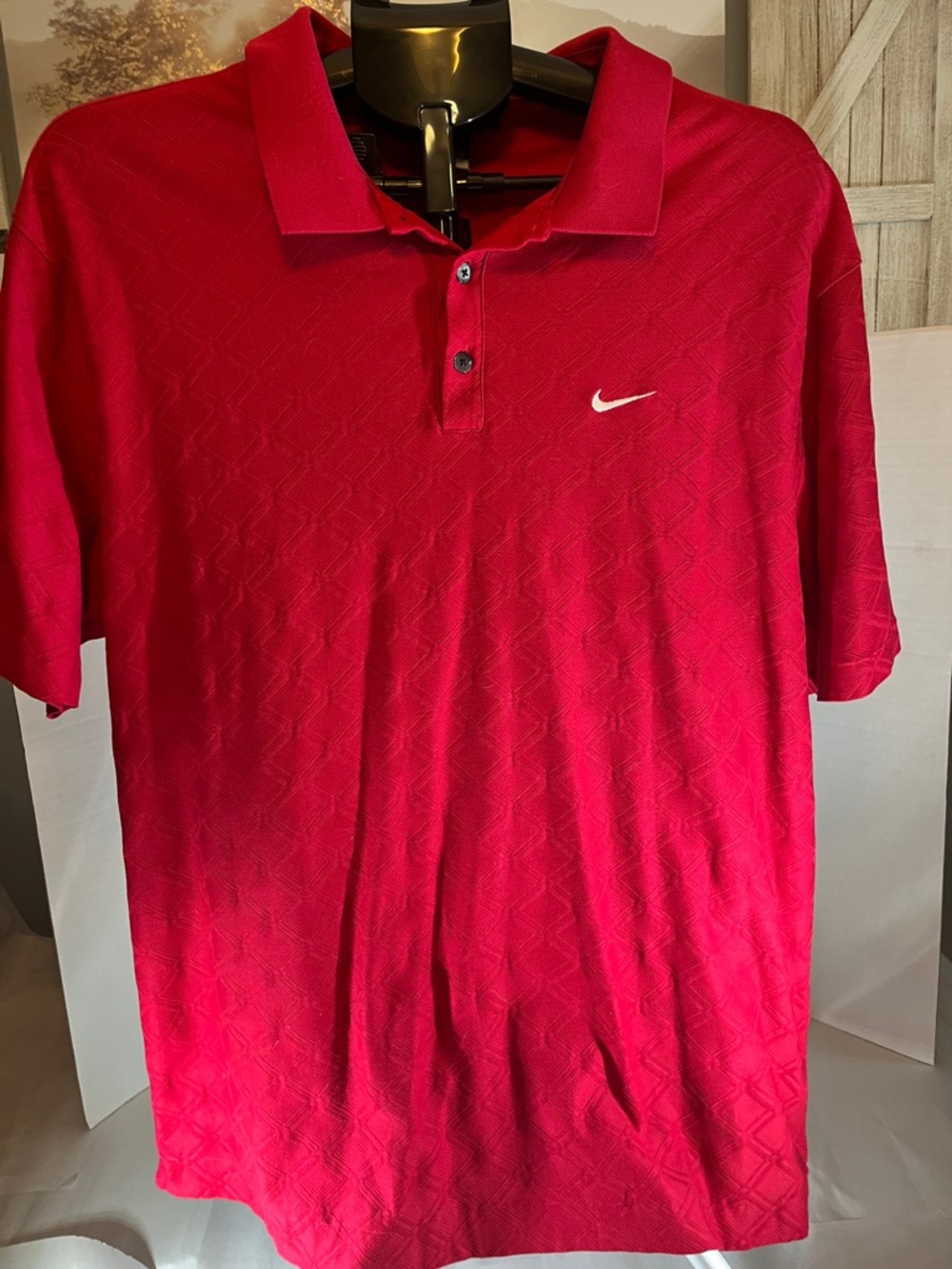 Nike Men’s Bright Red Polo with White Swoosh Tiger Woods Collection XL Fit Dri